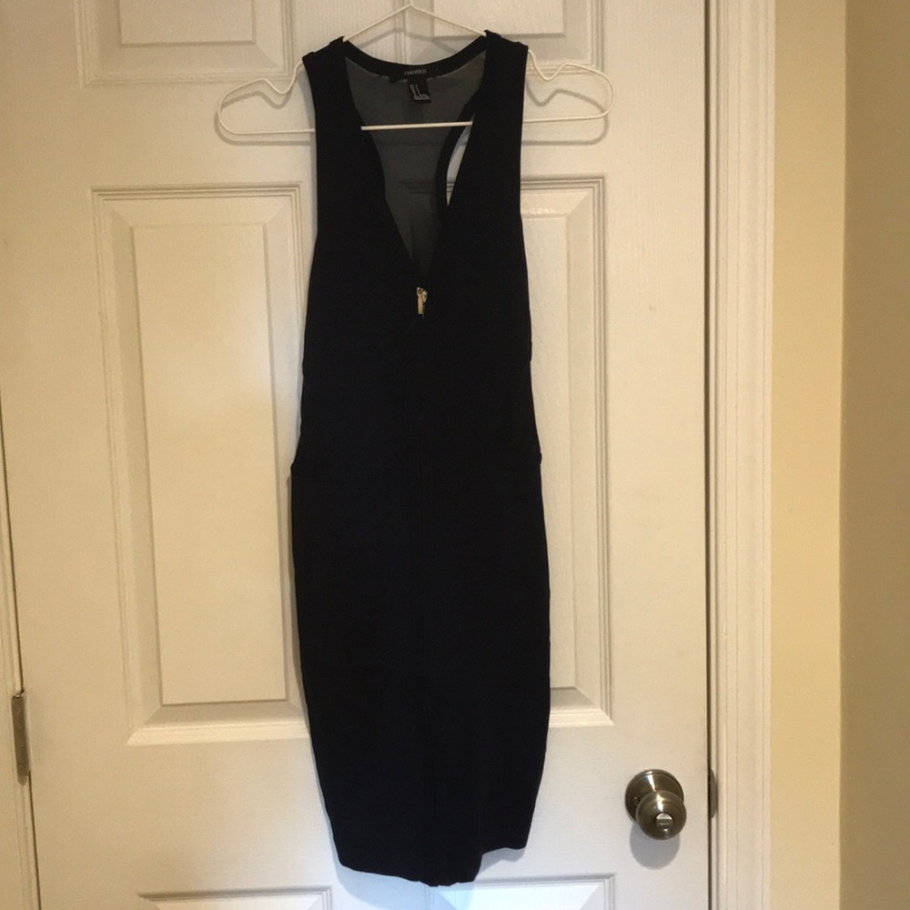 Forever 21 Navy Blue Mesh Zip-up Dress